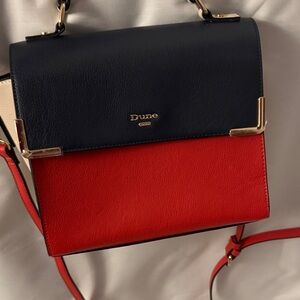 Tri-Toned Navy, Cream and Red Crossbody Bag